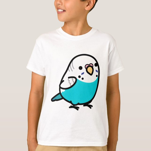 Chubby Skyblue Budgie T-Shirt (Front)