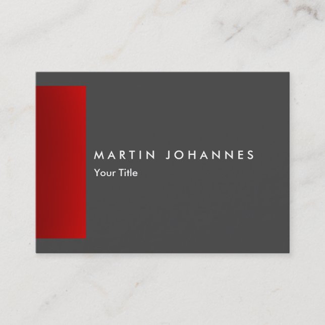 Chubby slim grey red professional business card (Front)