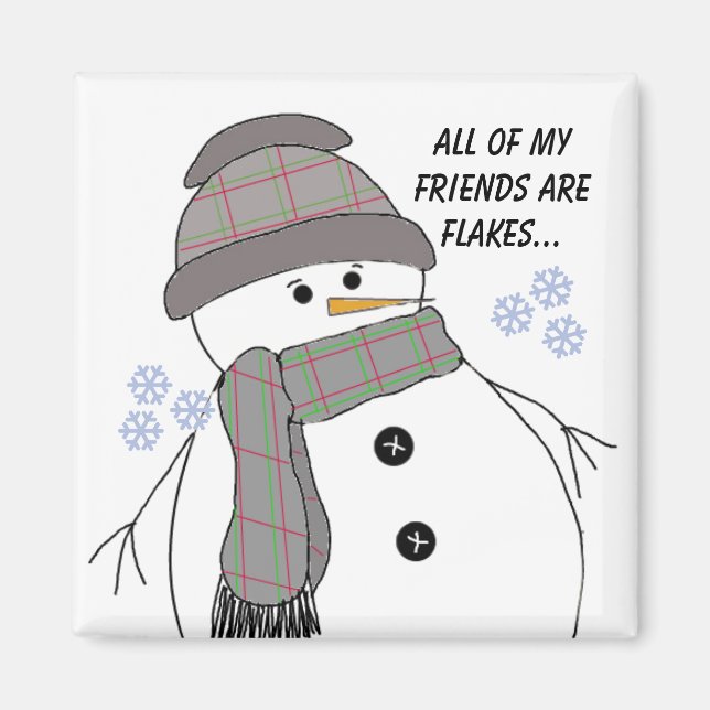 Chubby Snowman with Fun Saying Magnet (Front)