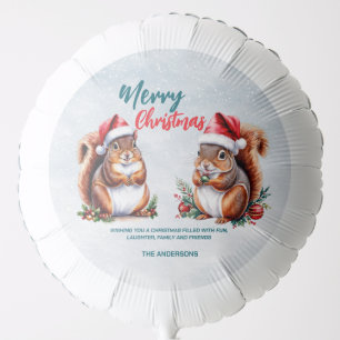 chubby squirrel Santa hat Merry Christmas snow Balloon