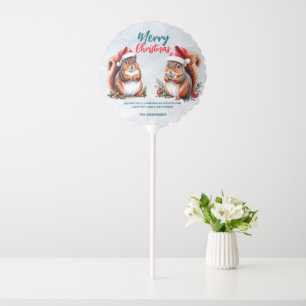 chubby squirrel Santa hat Merry Christmas snow Balloon