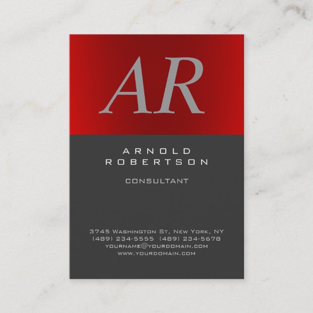 Chubby Style Italic Gray Monogram Business Card (Front)