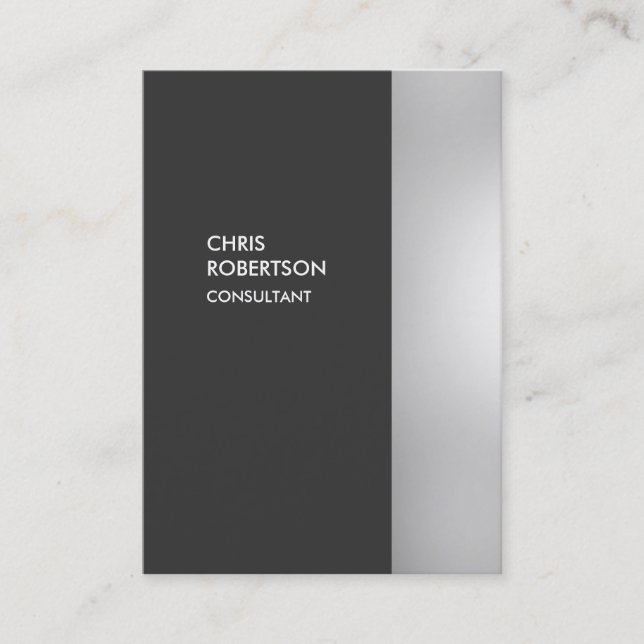 Chubby Stylish Gray Modern Vertical Business Card (Front)