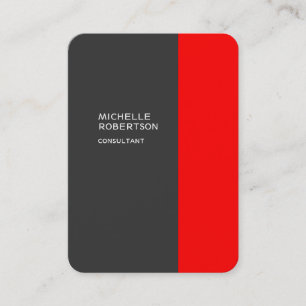 Chubby Stylish Gray Red Minimalist Modern Business Card