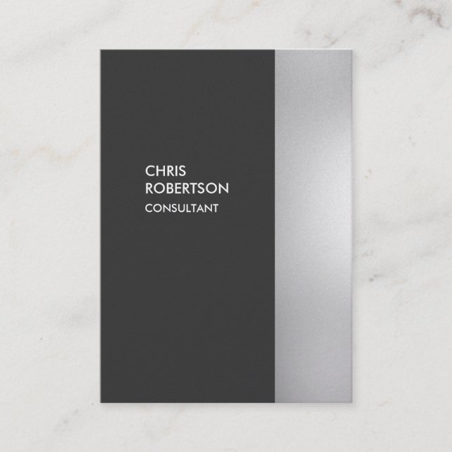 Chubby Stylish Gray Vertical Business Card (Front)