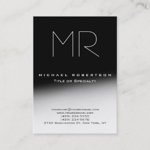 Chubby Stylish Monogram Black Gray Business Card