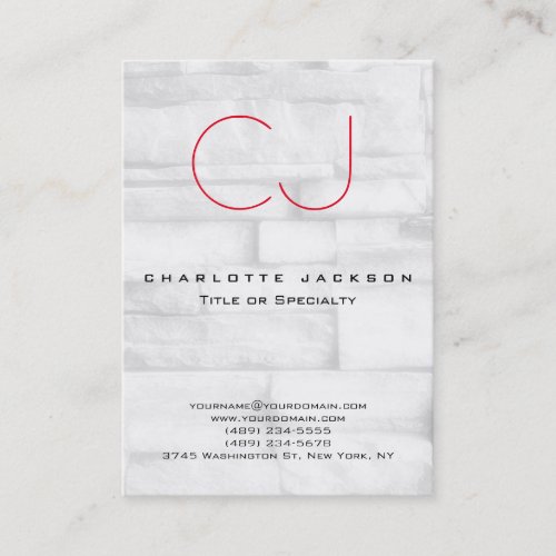 Chubby Stylish Monogram Wall Brick Background Business Card