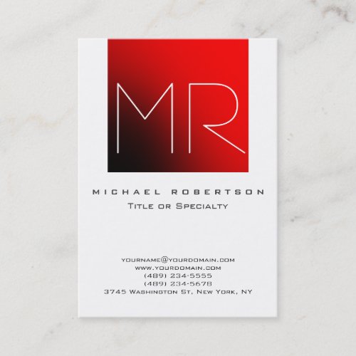 Chubby Stylish Monogram White Red Business Card