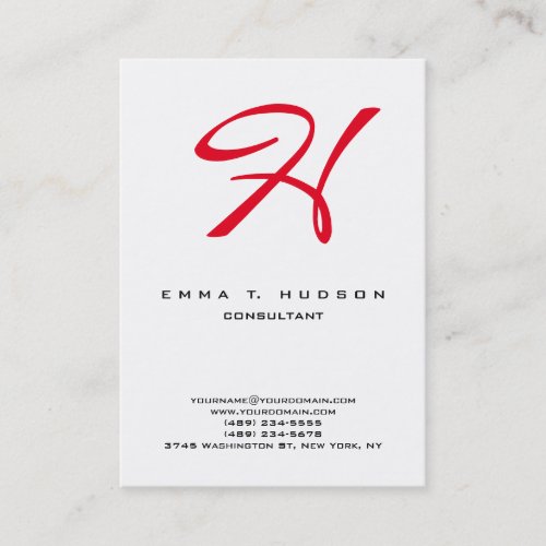 Chubby Stylish Professional Monogram Consultant Business Card