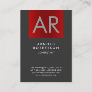 Chubby Stylish Red Gray Monogram Business Card