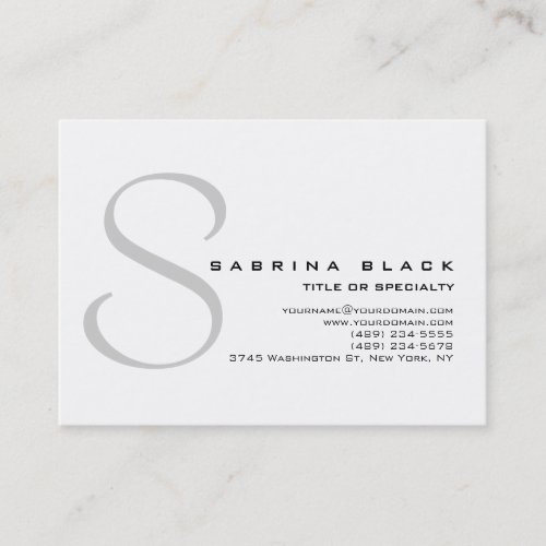 Chubby Trendy White Grey Monogram Business Card