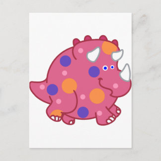 Chubby Triceratops Cartoon Dinosaur Postcard