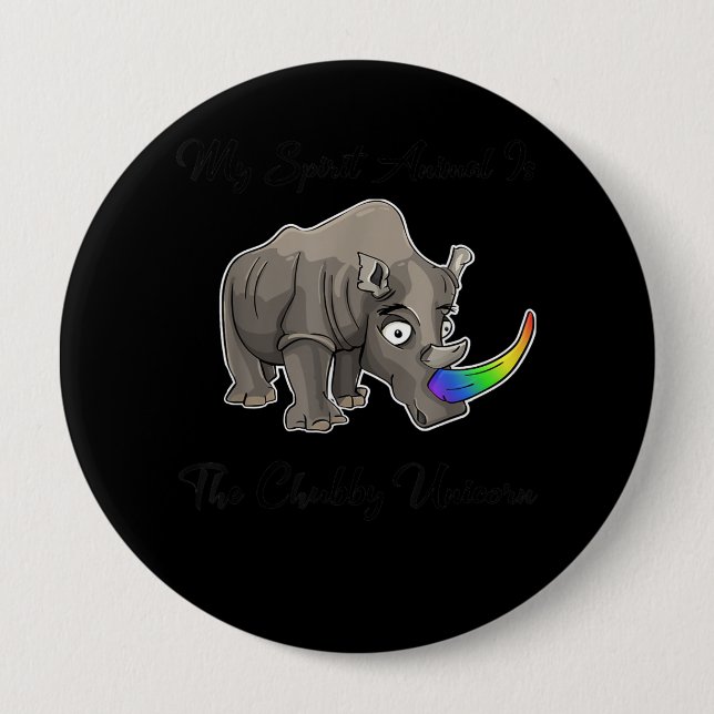 Chubby Unicorn Rhino Funny Cute Adorable Animal Button (Front)