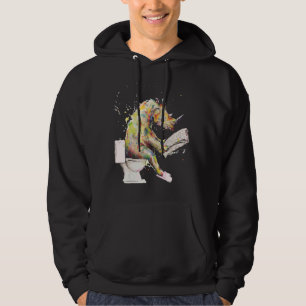 Chubby Unicorn Rhino Sitting On Toilet Humor Read  Hoodie