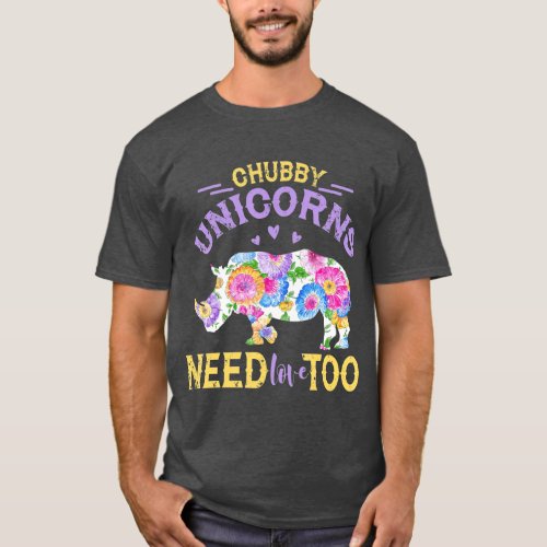 Chubby Unicorns Needs Love Too Vintage Rhinos T_Shirt