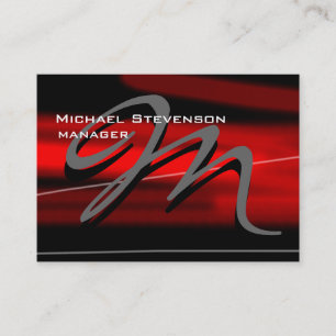 Chubby Unique Black Red Monogram Business Card