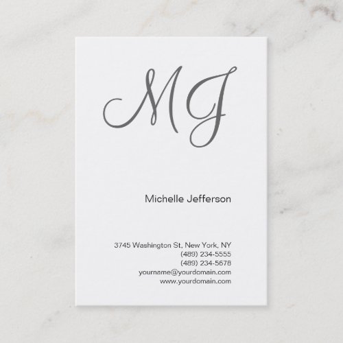 Chubby Unique Monogram White Grey Business Card