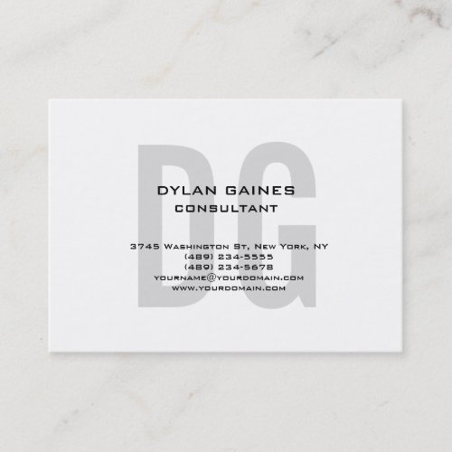 Chubby Unique Original Gray Monogram White Business Card