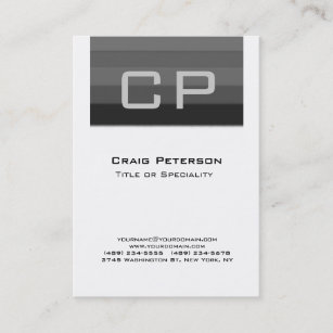Chubby Vertical Black White Monogram Business Card