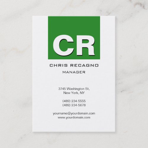 Chubby Vertical Forest Green White Business Card