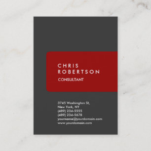 Chubby Vertical Gray Background Red Business Card