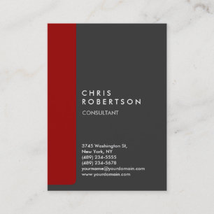 Chubby Vertical Gray Red Trendy Business Card