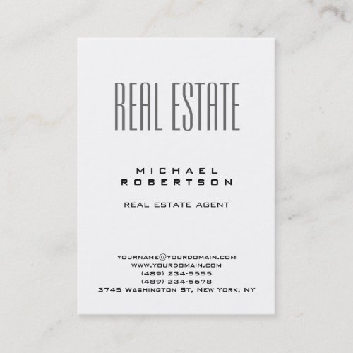 Chubby White Clean Real Estate Agent Business Card