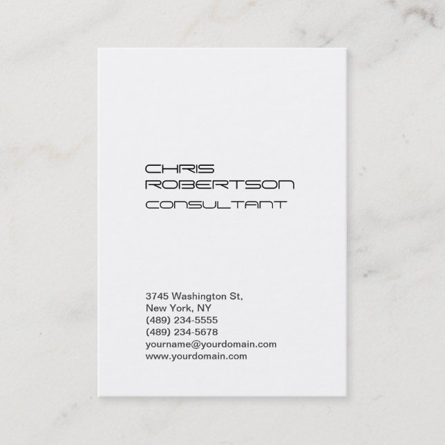 Chubby White Plain Attractive Business Card (Front)