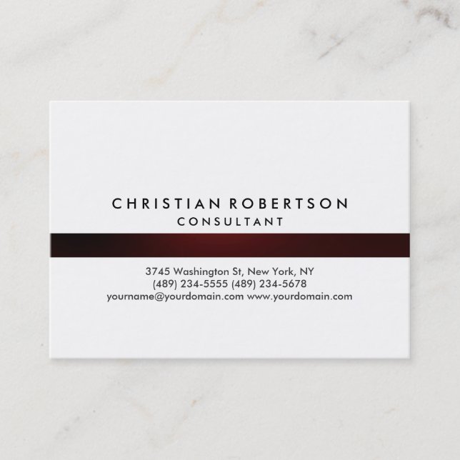Chubby White Plain Modern Consultant Business Card (Front)