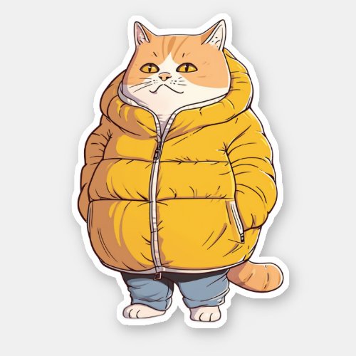 Chubby Winter Wanderer Minimalist Cute Cat Sticker