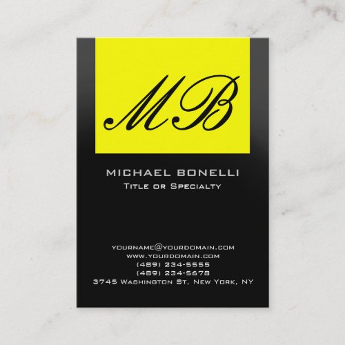 Chubby yellow gray black monogram business card