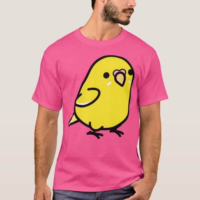 Chubby Yellow Lutino Budgie Parakeet T-Shirt (Front)