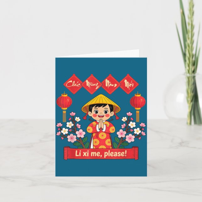 Chuc Mung Nam Moi 2026 Girl Vietnamese Lunar New Y Card (Front)