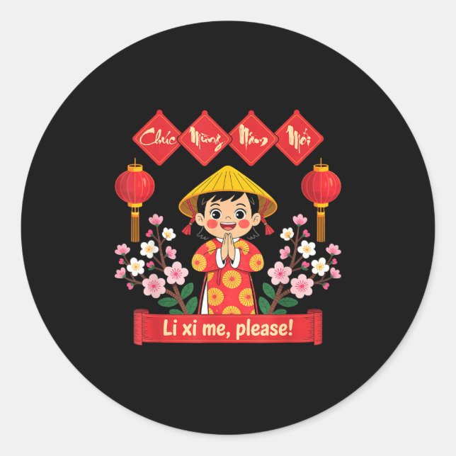 Chuc Mung Nam Moi 2026 Girl Vietnamese Lunar New Y Classic Round Sticker (Front)