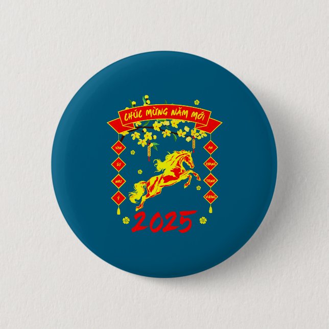 Chuc Mung Nam Moi Happy Vietnamese Lunar New Year  Button (Front)
