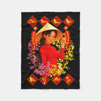 Chuc Mung Nam Moi Tet Binh Ngo 2026 Vietnamese Gir Fleece Blanket
