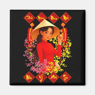 Chuc Mung Nam Moi Tet Binh Ngo 2026 Vietnamese Gir Magnet