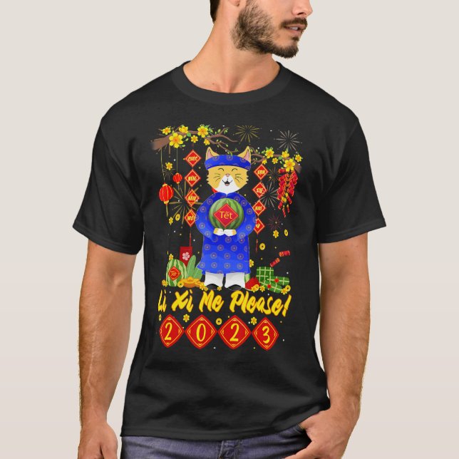 Chuc Mung Nam Moi Xuan Quy Mao 2023 Cat in Ao Dai  T-Shirt (Front)