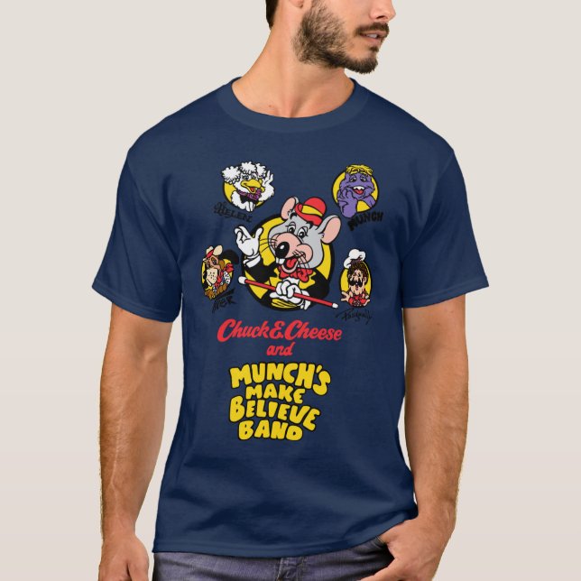 Chuck E Cheese and Munchs Make Believe Band 1989 f T-Shirt (Front)