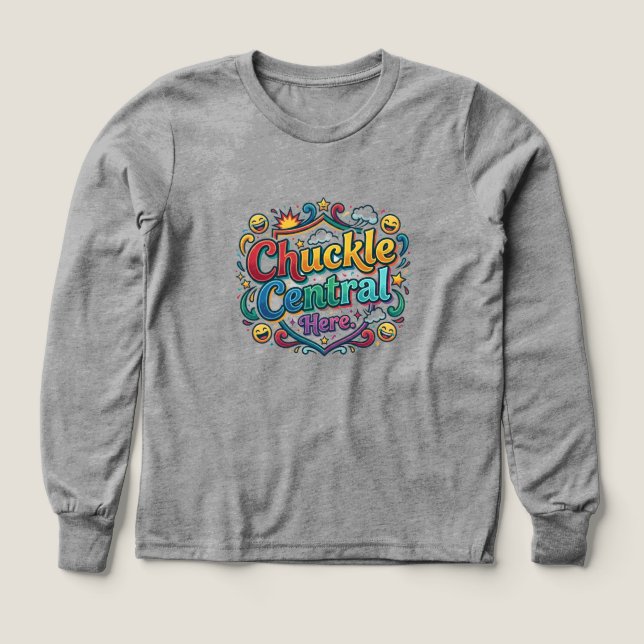 Chuckle Central Here – Fun & Funny Graphic T-Shirt Tri-Blend Shirts (Design Front)