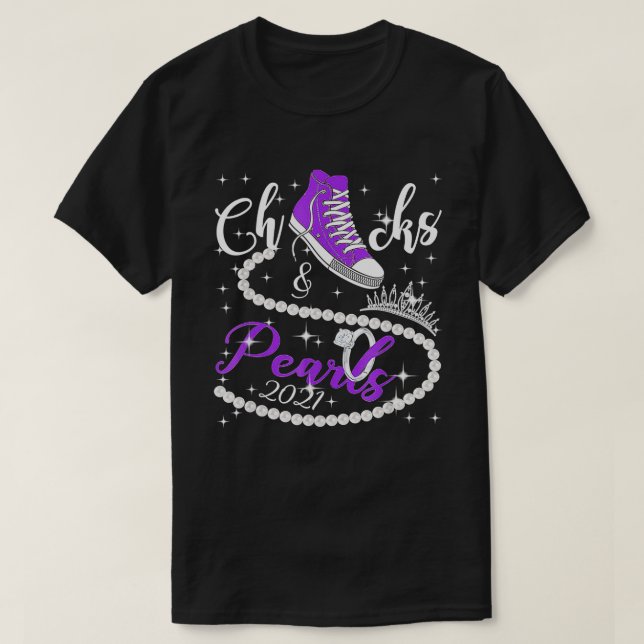 Chucks And Pearls 2023 Purple Sneakers  T-Shirt (Design Front)