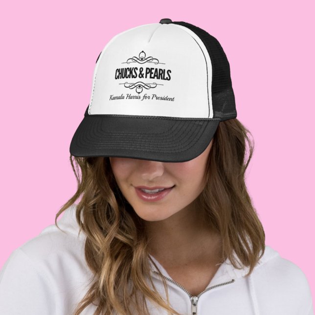 Chucks & Pearls Vote Kamala Trucker Hat (Creator Uploaded)