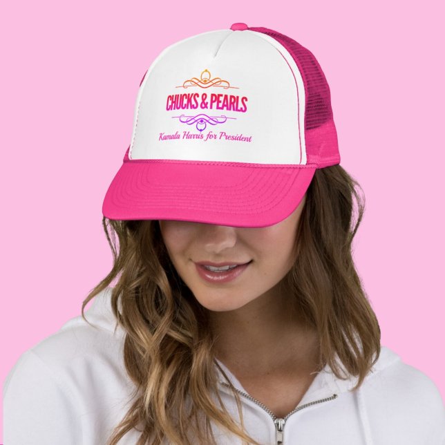Chucks & Pearls Vote Kamala Trucker Hat (Creator Uploaded)