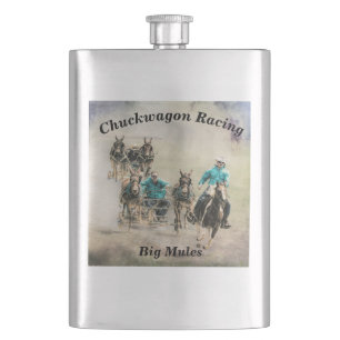 Chuckwagon Racing Big Mules Flask