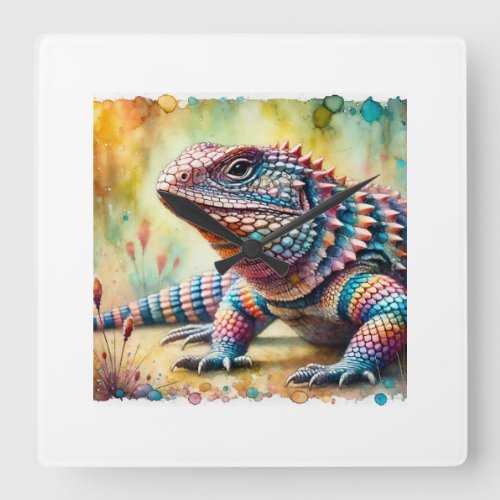 Chuckwalla Lizard 190624AREF101 _ Watercolor Square Wall Clock