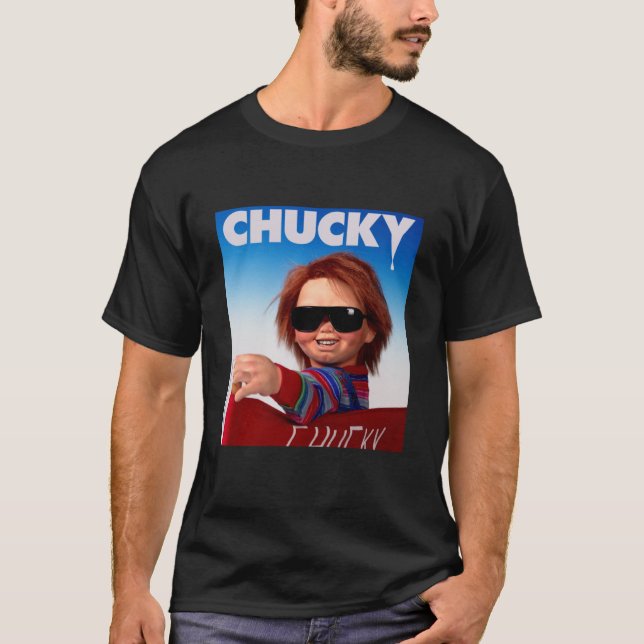 Chucky Sunglasses Creepy Directors Chair T-Shirt (Front)