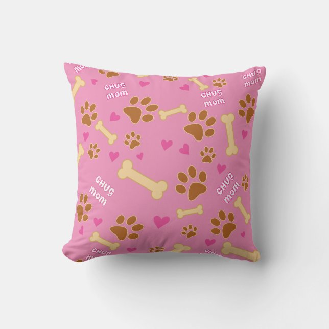 Chug Dog Breed Mom Gift Idea Throw Pillow (Front)