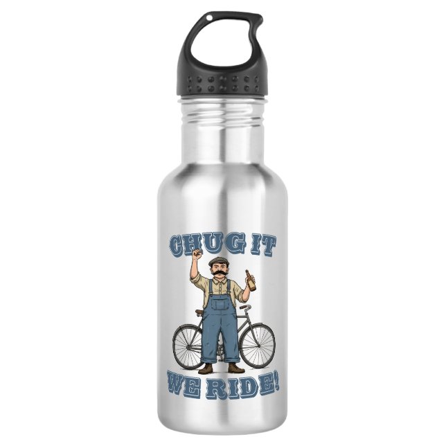 Chug It We Ride Cycling Stainless Steel Water Bottle (Front)
