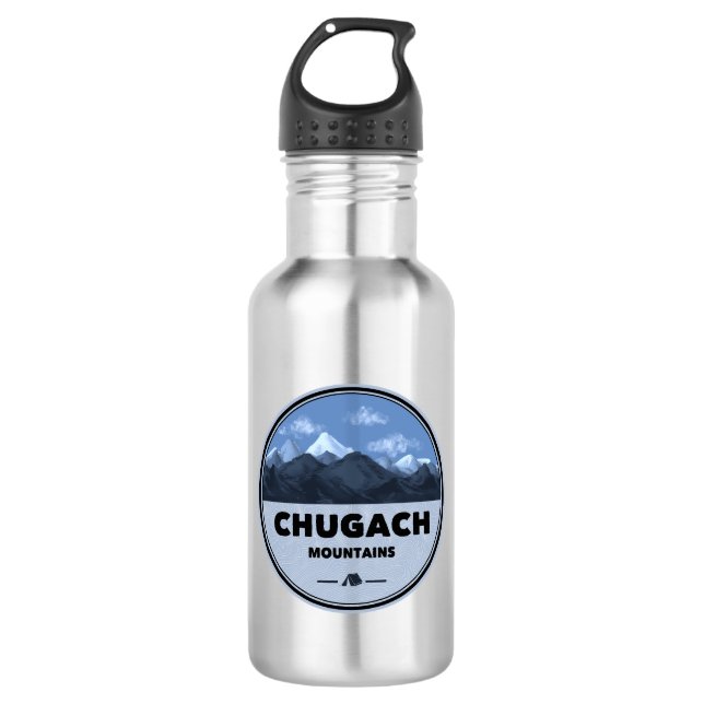 Chugach Mountains Alaska Camping Stainless Steel Water Bottle (Front)