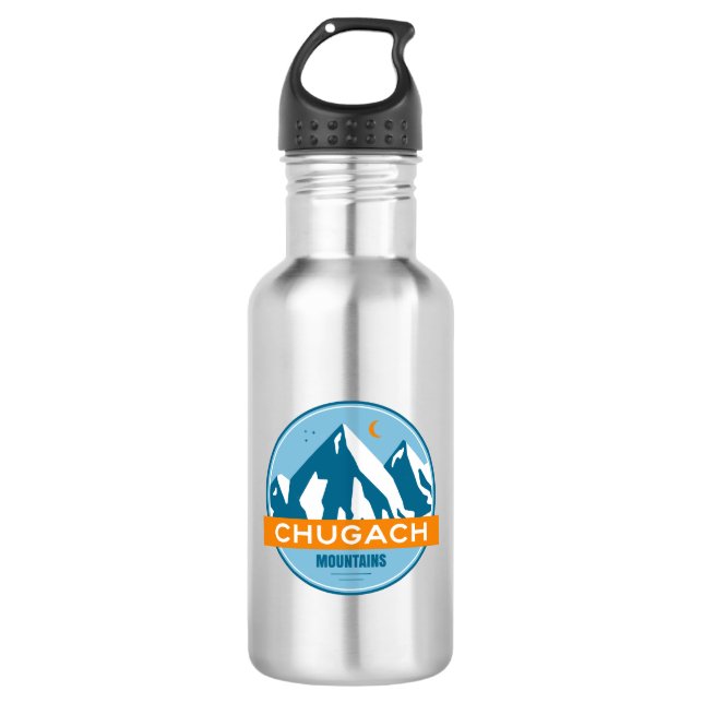 Chugach Mountains Alaska Stainless Steel Water Bottle (Front)